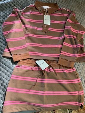 eesome Brown and Pink Striped Women’s Pajama Set